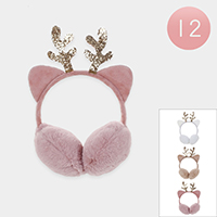12PCS - Christmas Reindeer Plush EarMuffs