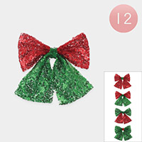 12PCS - Sequin Christmas Ribbon Snap Hair Clips