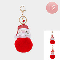 12PCS - Christmas Santa Pom Key Chains