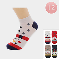 12PAIRS - Christmas Theme Printed Socks