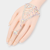 Crystal Rhinestone Accented Hand Chain Evening Bracelet
