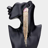 Marquise Rhinestone Pave Fringe Drop Down Evening Earrings