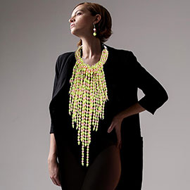 Pearl Strand Fringe Bib Necklace