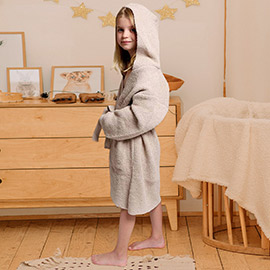 Kids Solid Color Hooded Cozy Robe