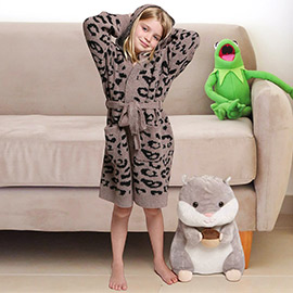 Kids Leopard Print Hooded Cozy Robe