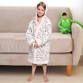 Kids Leopard Print Hooded Cozy Robe