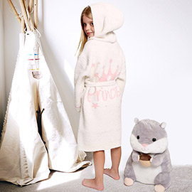 Kids Princess Print Hooded Cozy Robe