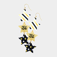 Acetate NEW YEAR Message Accented Star Link Dangle Earrings