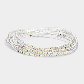 6PCS - Rhinestone Multi Layered Stretch Evening Bracelets