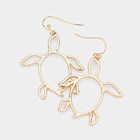 Metal Cut Out Turtle Dangle Earrings