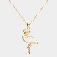 Metal Cut Out Flamingo Pendant Necklace