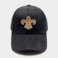 Bling Fleur De Lis Suede Baseball Cap