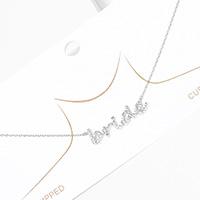 BRIDE Message Pendant Gold Dipped CZ Necklace