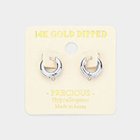 14K White Gold Dipped Metal Huggie Hoop Earrings