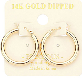 14K Gold Dipped Metal Pin Catch Hoop Earrings