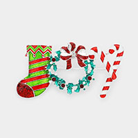 Enamel Christmas Socks Wretch Cane Pin Brooch