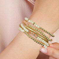 5PCS - Multi Beads Stretch Snake Chain Multi Layered Bracelets