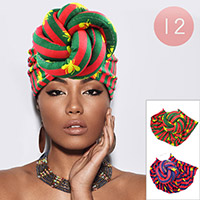 12PCS - Striped Bumble Bee Printed Turban Hats