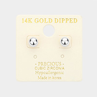 14K White Gold Dipped Metal Ball Stud Earrings