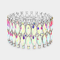 Marquise Stone Embellished Evening Bracelet