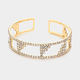 Abstract Rhinestone Pave Accented Cuff Bracelet