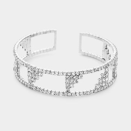 Abstract Rhinestone Pave Accented Cuff Bracelet