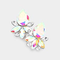 Teardrop Stone Accented Marquise Stone Embellished Evening Earrings