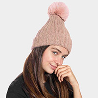 Cable Knit Pom Pom Beanie Hat