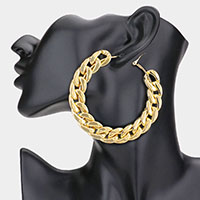 Oversized Metal Chain Hoop Earrings