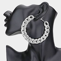 Oversized Metal Chain Hoop Earrings