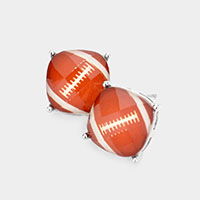 Game Day Football Cushion Square Stud Earrings