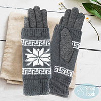 3 in 1 Functional Knitted Snowflake Pearl Accented Smart Gloves 