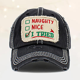 Naughty Nice I Tried Message Vintage Baseball Cap