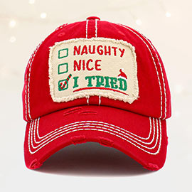 Naughty Nice I Tried Message Vintage Baseball Cap