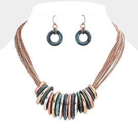 Antique Metal O-Ring Stacked Necklace