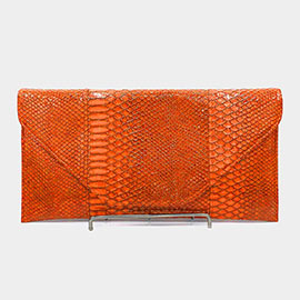 Snake Skin Patterned Envelope Clutch / Shoulder Bag