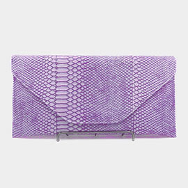 Snake Skin Patterned Envelope Clutch / Shoulder Bag