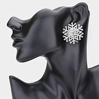 Rhinestone Pave Snowflake Evening Earrings