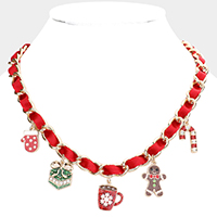 Glove Christmas Gift Snowflake Mug Cup Gingerbread Man Candy Cane Pendant Necklace