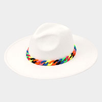 Colorful Chain Accented Solid Panama Hat