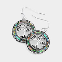 Abalone Tree OF Life Dangle Earrings