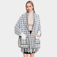 Plaid Check Patterned Poncho