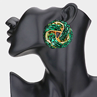 Cylinder Stone Embellished Round Post Earrings