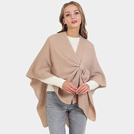Solid Knit Pull Through Cape Poncho