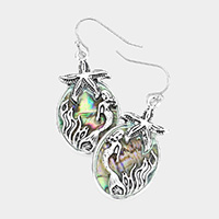 Starfish Mermaid Abalone Oval Dangle Earrings