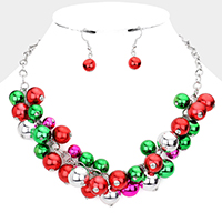 Christmas Ornament Jingle Bell Cluster Necklace