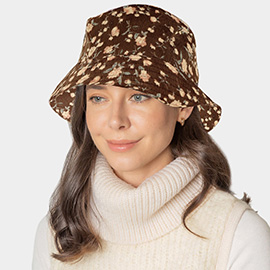 Floral Printed Corduroy Bucket Hat