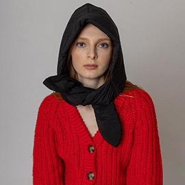 Padded Puffer Snood Hat With Tie