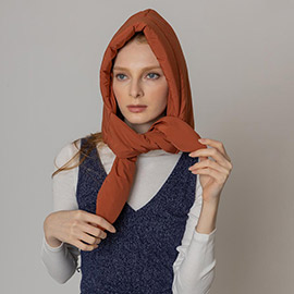 Padded Puffer Snood Hat With Tie