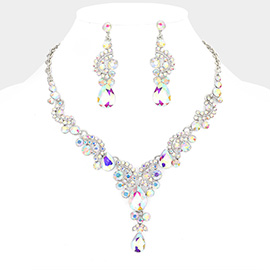 Teardrop Stone Accented Evening Necklace